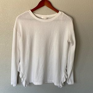 LC Lauren Conrad flowy light weight white ruffle sweater